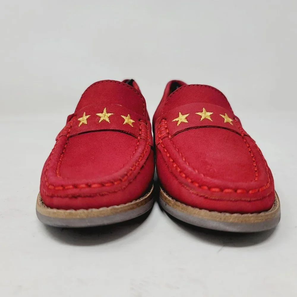 MARC JOSEPH MADISON girls Loafers Sz 11 M nubuck Red leather casual shoes‎